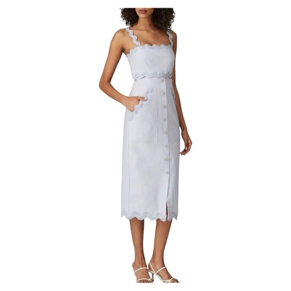 Rebecca Taylor Womens Sleeveless Slub Dress Blue - Picture 1 of 9